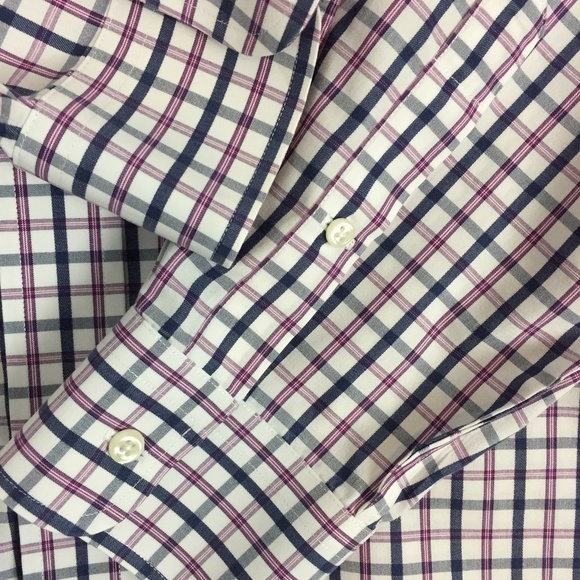 Nordstrom Traditional Fit Cotton Dress Shirt Sz 17.5 / 33 Windowpane Plaid - Picture 3 of 11
